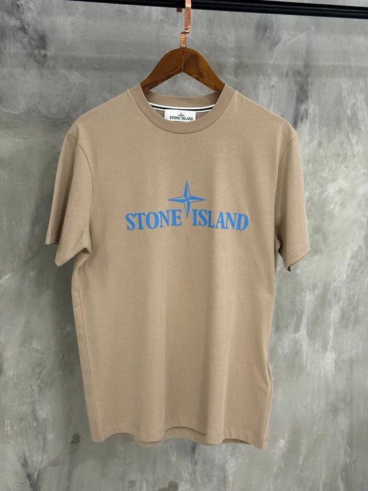 T-SHIRT STONE ISLAND SCRITTA COLOR SABBIA